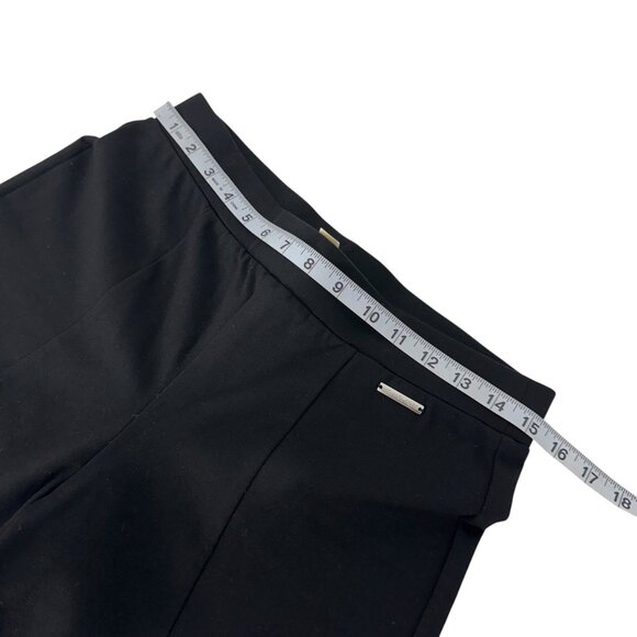 Michael Kors Women Black Mid-Rise Stretch Pull On Pants SZ M Straight Side Slits - Picture 5 of 12